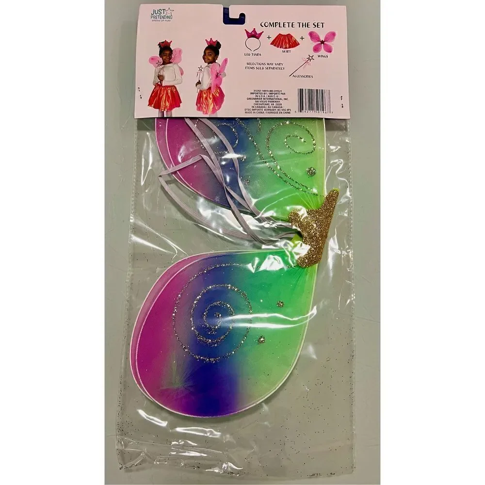 Fairy Princess Pink/Green/Purple Butterfly Wings Just Pretending BNWT